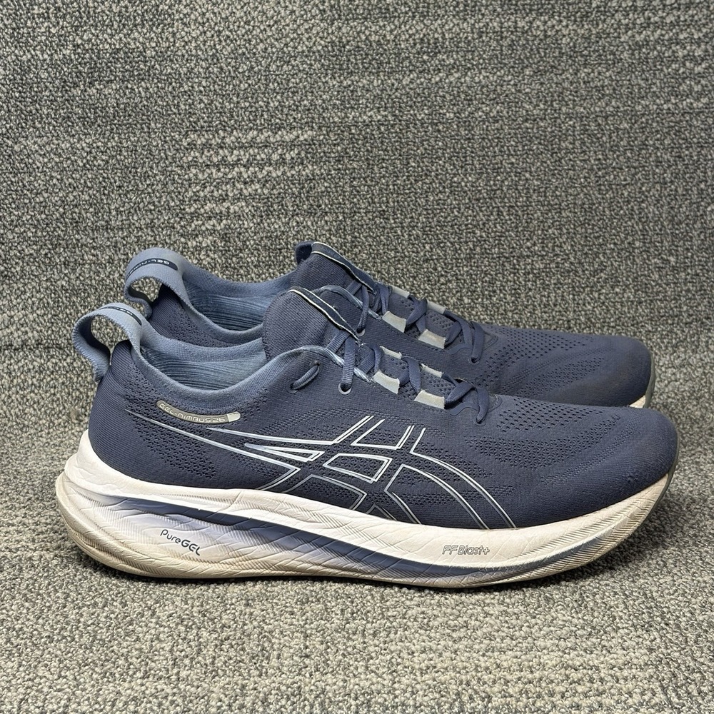 ASICS Gel Nimbus 26 Running Shoes Men's Size 14 Navy Blue White 1011B794